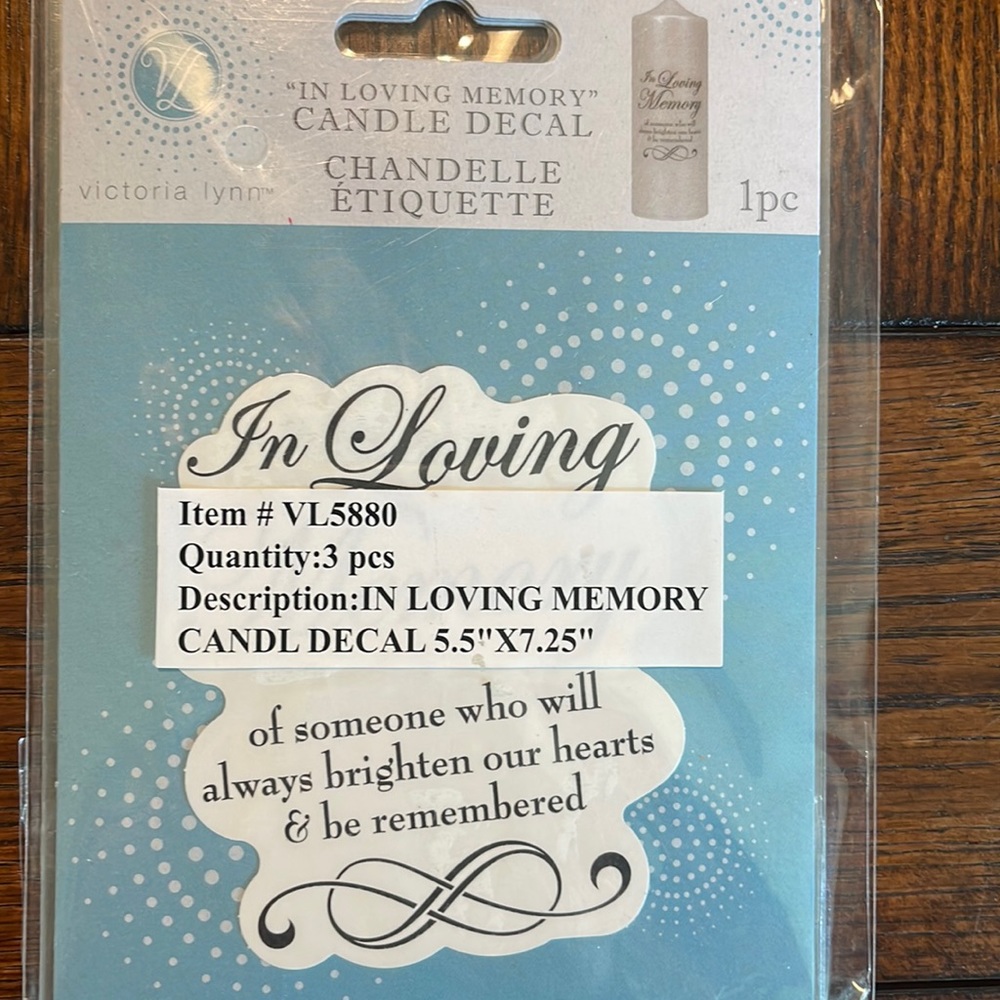 In Loving Memory candle decal